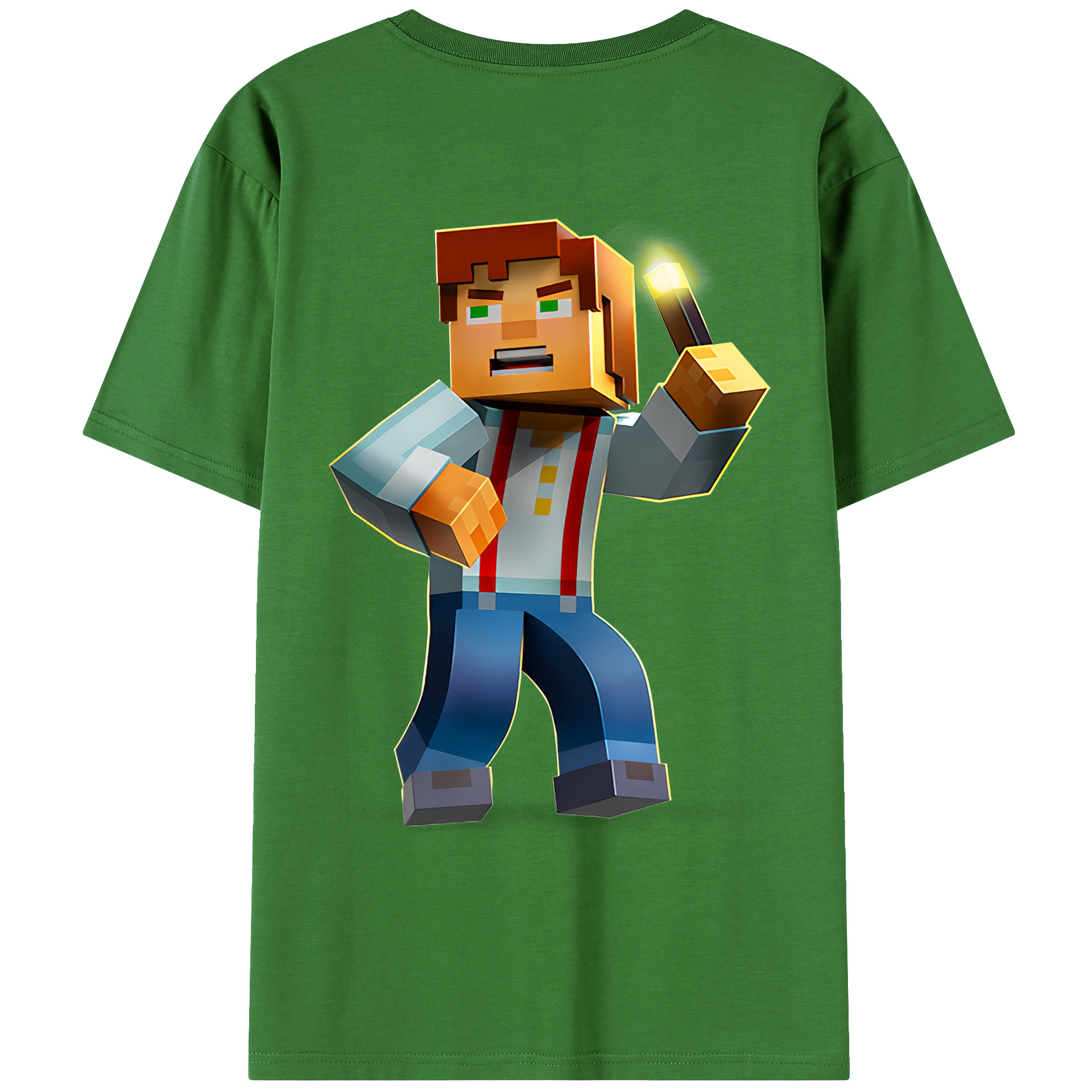 （画像用） マインクラフト ブロックの世界 Minecraft MC Block world レディース半袖Tシャツ(バックプリント)